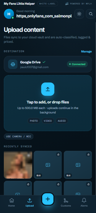 Upload to synced vault
